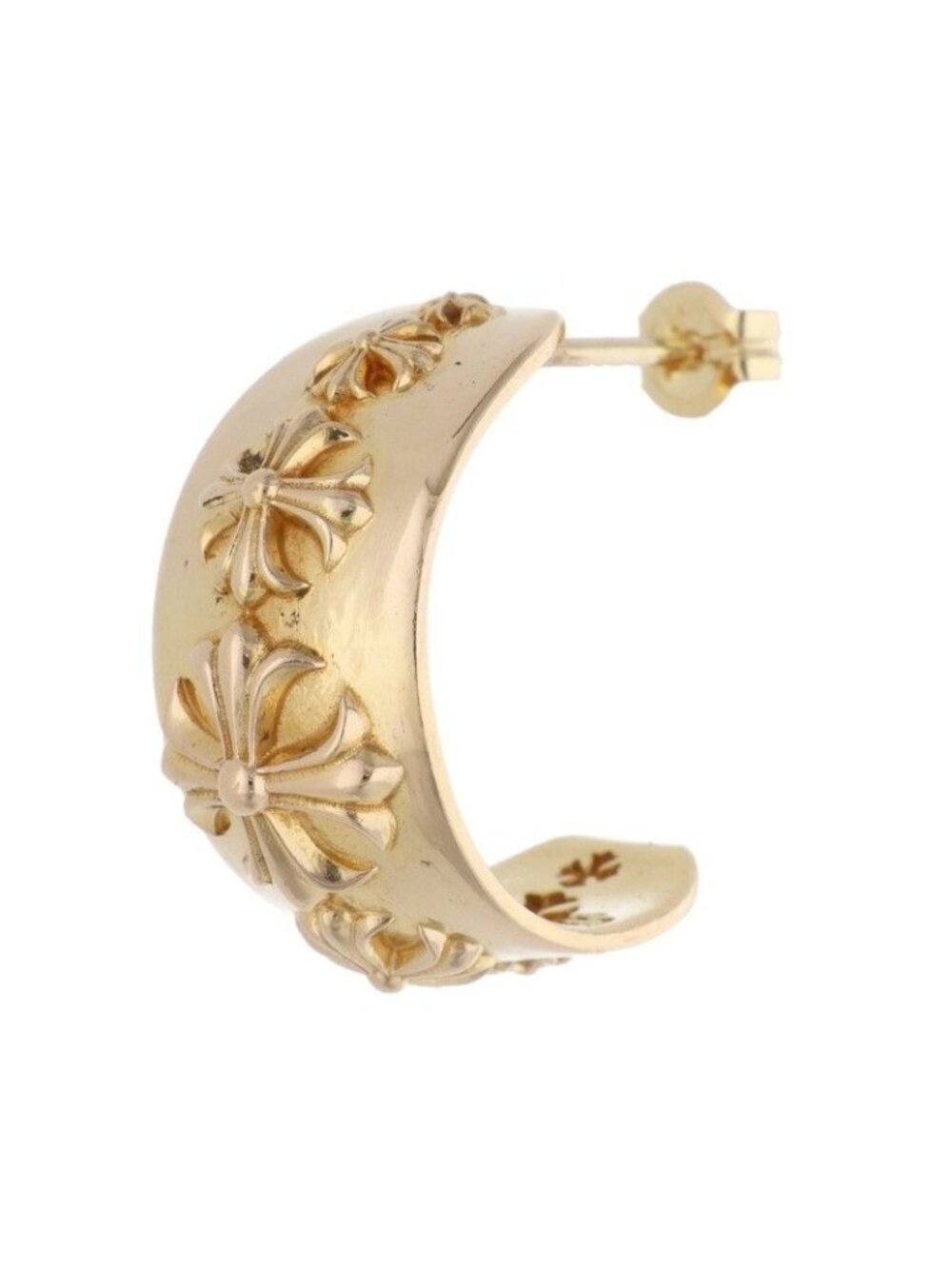 Chrome Hearts 22K CH Wide Hoop Small Gold Earrings